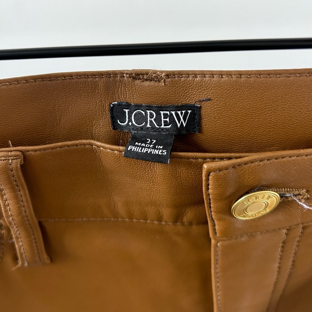 J.Crew Faux Leather Slim Wide Leg Pants Brown Size 27 - Picture 4 of 7